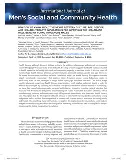 What do we know about the nexus between culture, age, gender and health literacy? Implications for improving the health and well-being of young Indigenous males