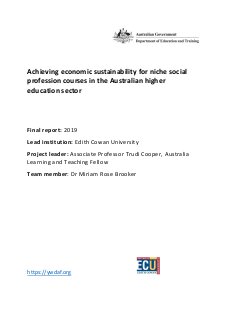 Achieving economic sustainability for niche social profession courses in the Australian higher education sector: final report