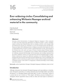 Ever-widening circles: Consolidating and enhancing Wirlomin Noongar archival material in the community