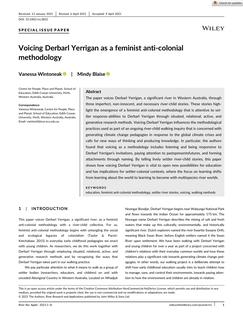 Voicing Derbarl Yerrigan as a feminist anti-colonial methodology
