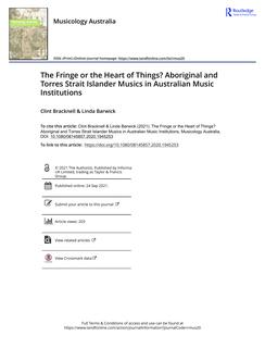 The fringe or the heart of things? Aboriginal and Torres Strait Islander musics in Australian music institutions